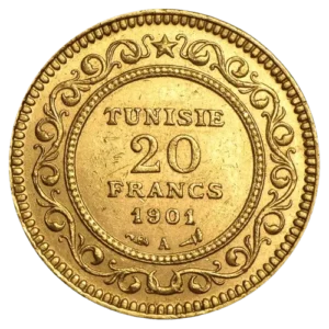 pièce d'or 20 FRANCS TUNISIE