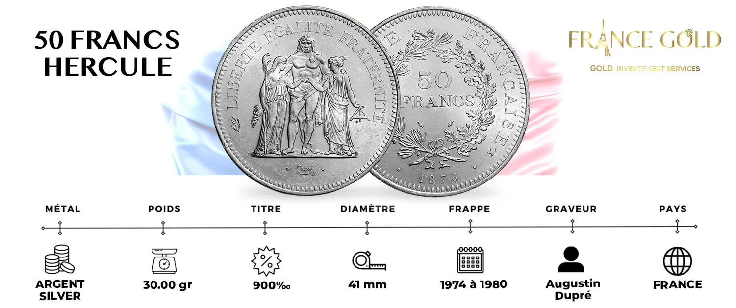 ACHAT ARGENT 50 FRANCS HERCULE