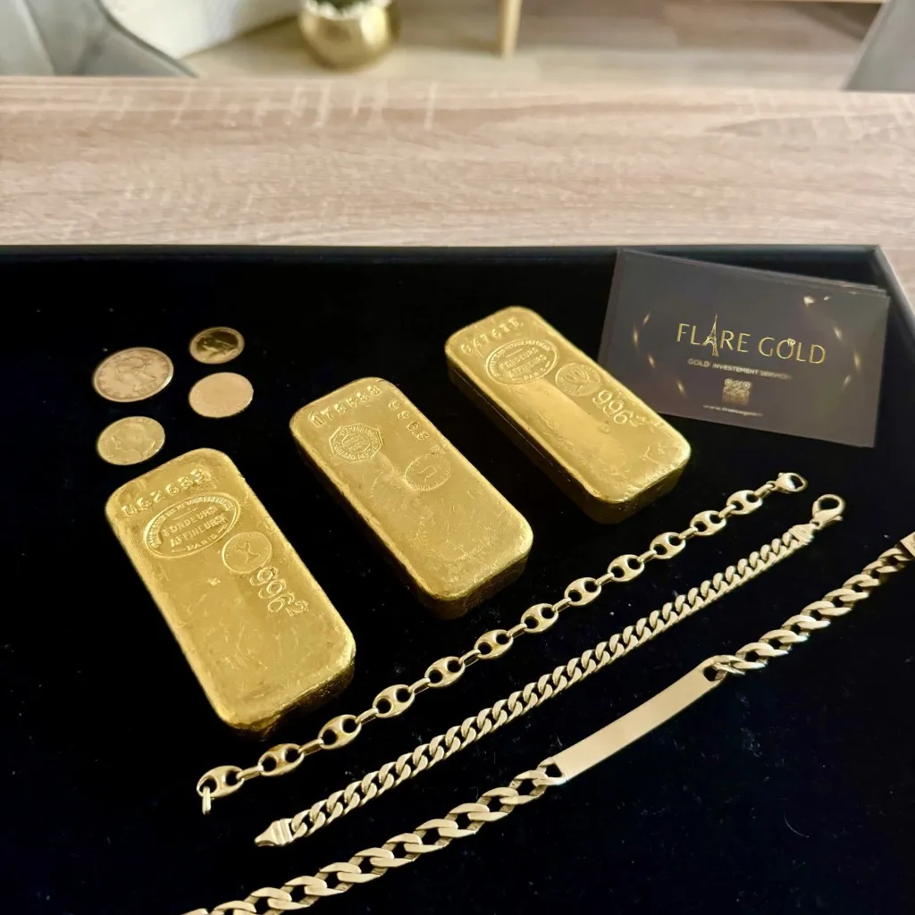 Bijous en or, Lingots d'or, Pièces d'or achat or Mandelieu france gold FLARE GOLD